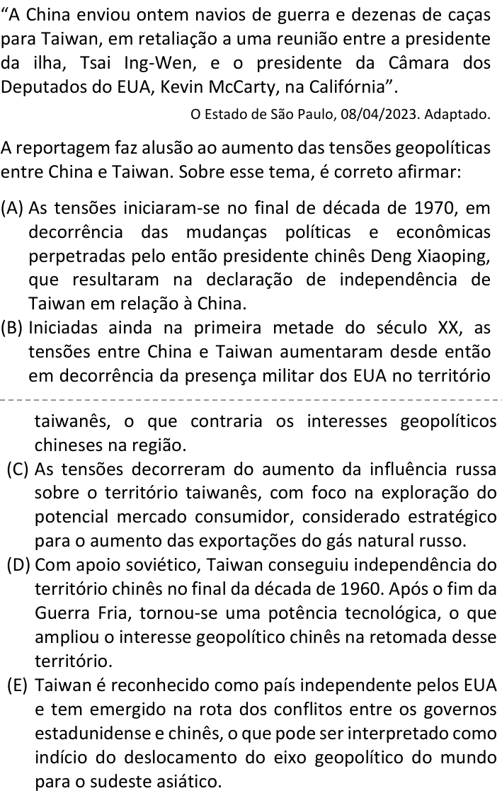 Questão 79 no caderno  da FUVEST 2024