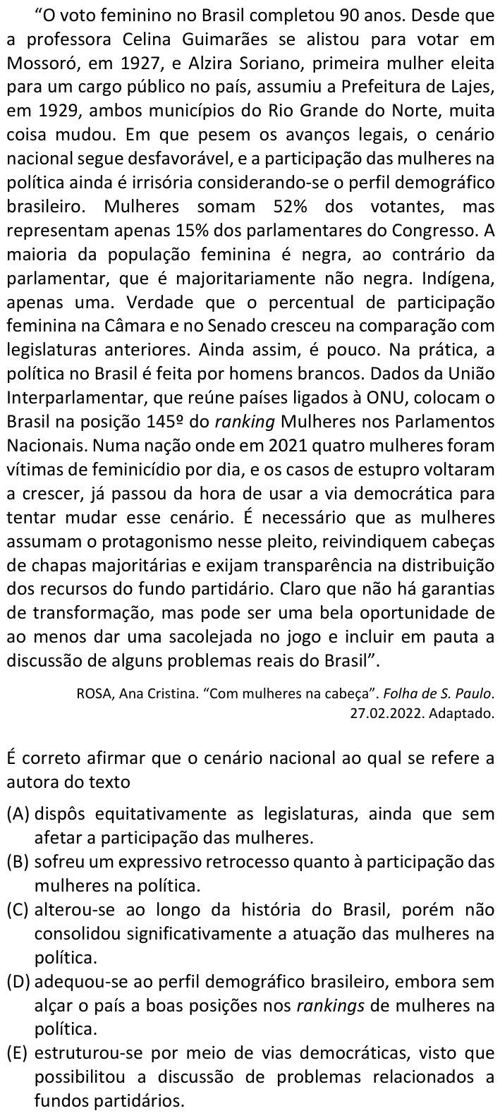 Questão 2 no caderno  da FUVEST 2023