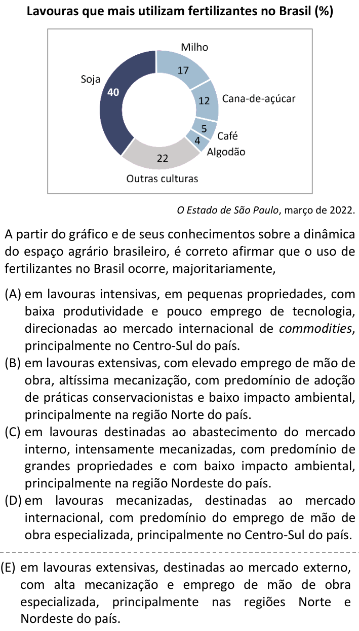 Questão 19 no caderno  da FUVEST 2023
