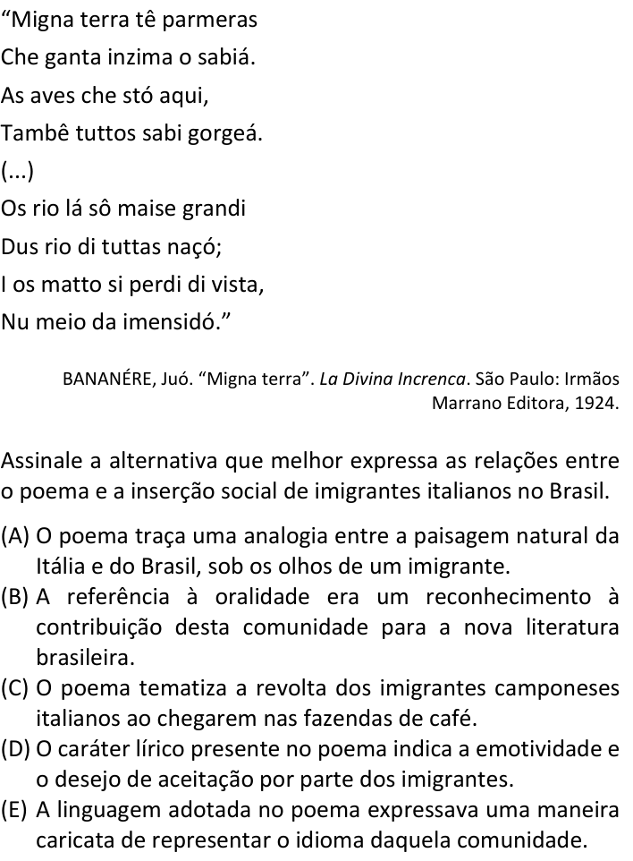 Questão 44 no caderno  da FUVEST 2023
