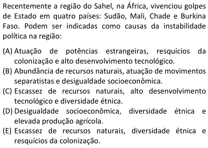 Questão 52 no caderno  da FUVEST 2023