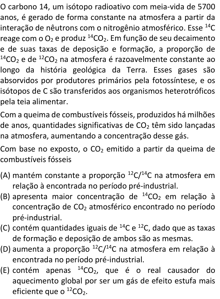 Questão 57 no caderno  da FUVEST 2023