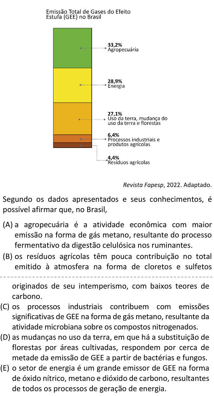 Questão 60 no caderno  da FUVEST 2023