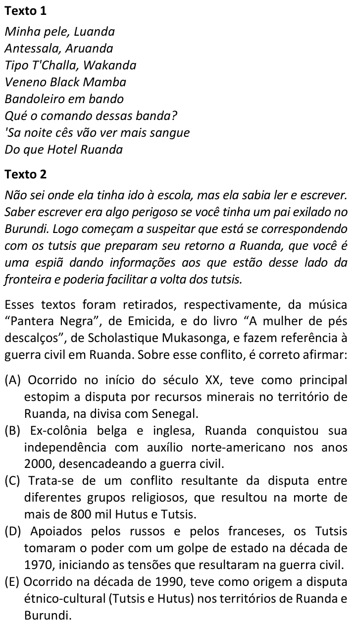 Questão 65 no caderno  da FUVEST 2022