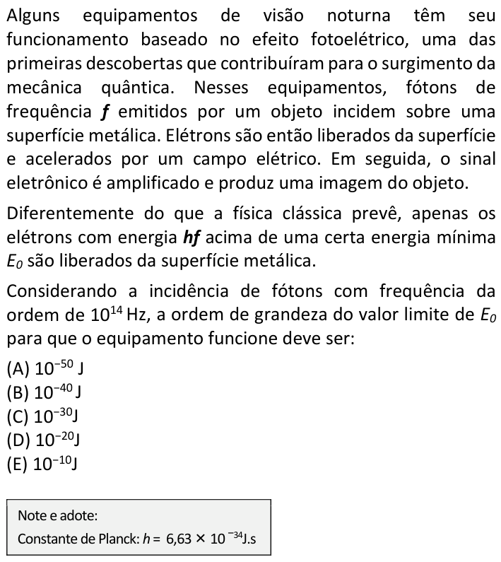 Questão 72 no caderno  da FUVEST 2022
