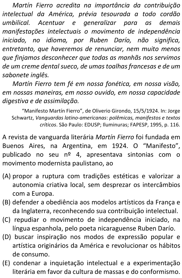 Questão 87 no caderno  da FUVEST 2022
