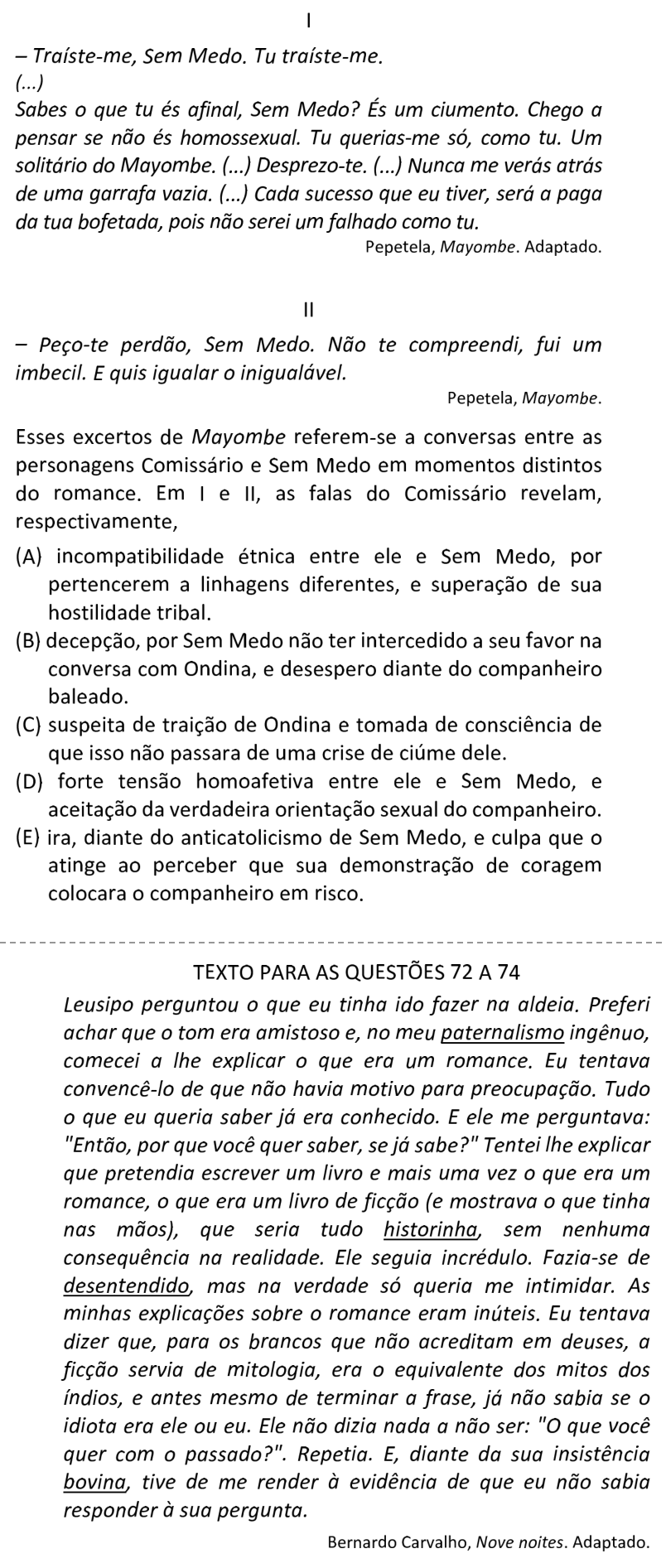 Questão 71 no caderno  da FUVEST 2021