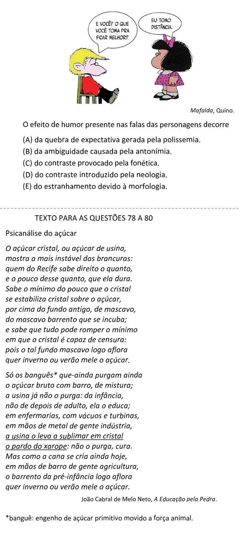 Questão 77 no caderno  da FUVEST 2021