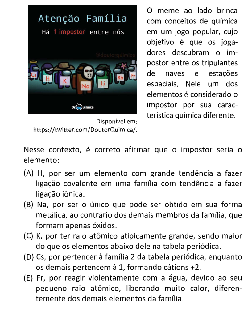 Questão 81 no caderno  da FUVEST 2021
