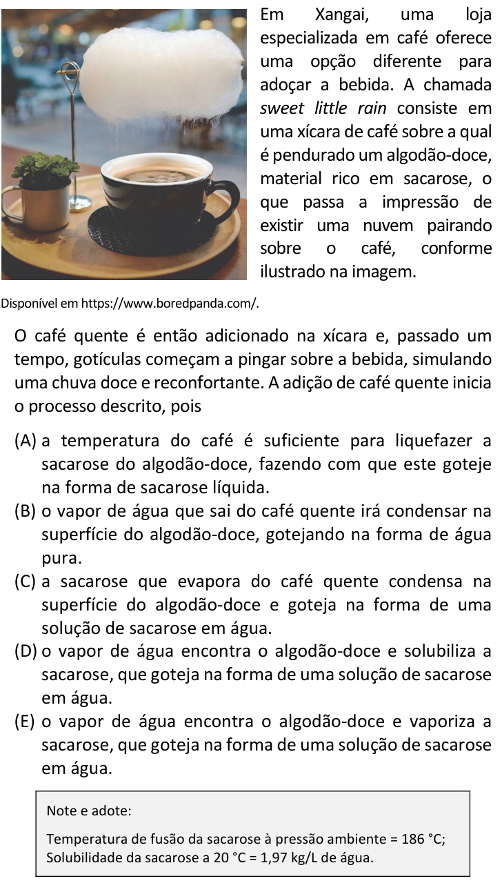 Questão 1 no caderno  da FUVEST 2020