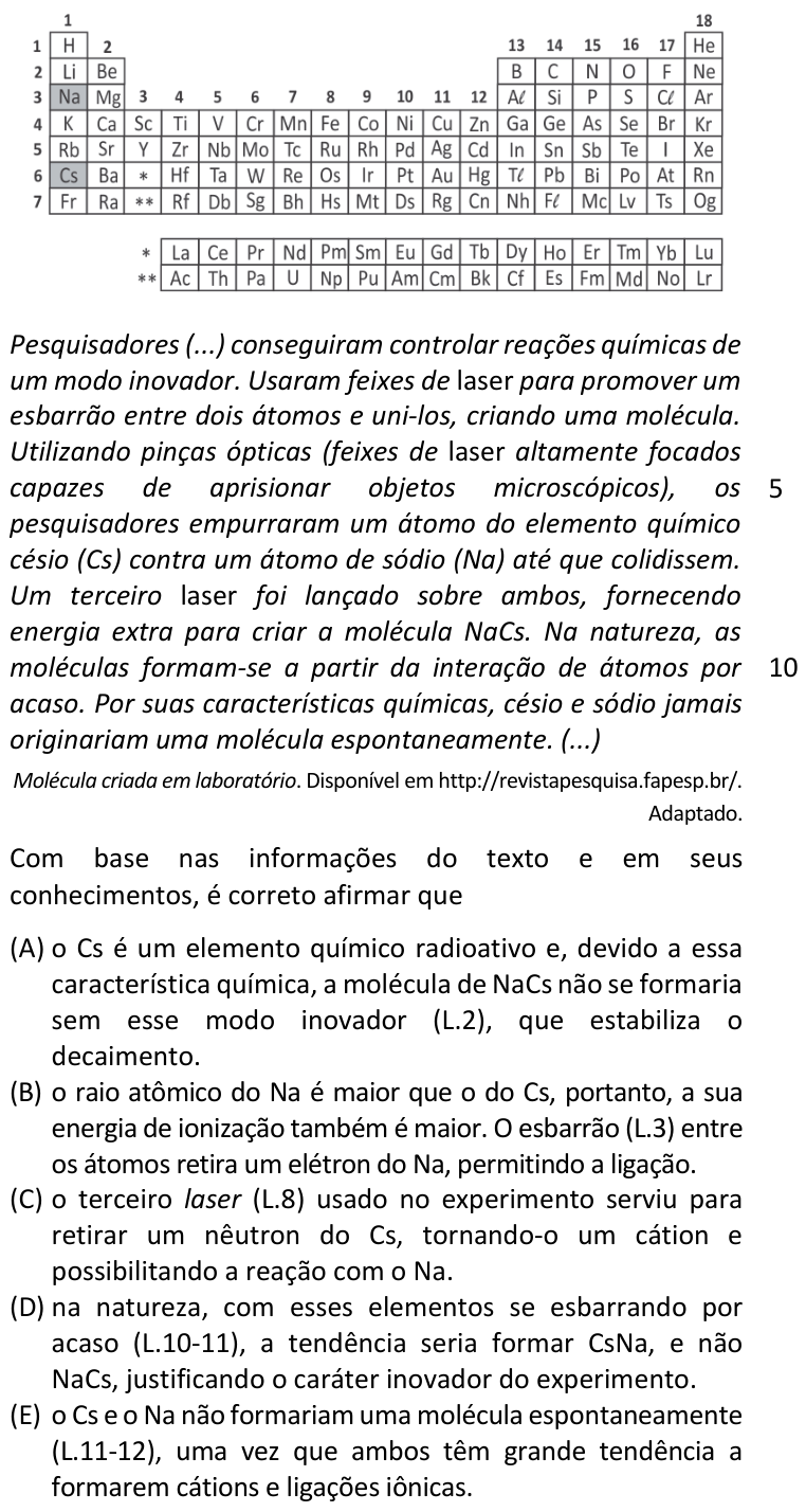 Questão 3 no caderno  da FUVEST 2020