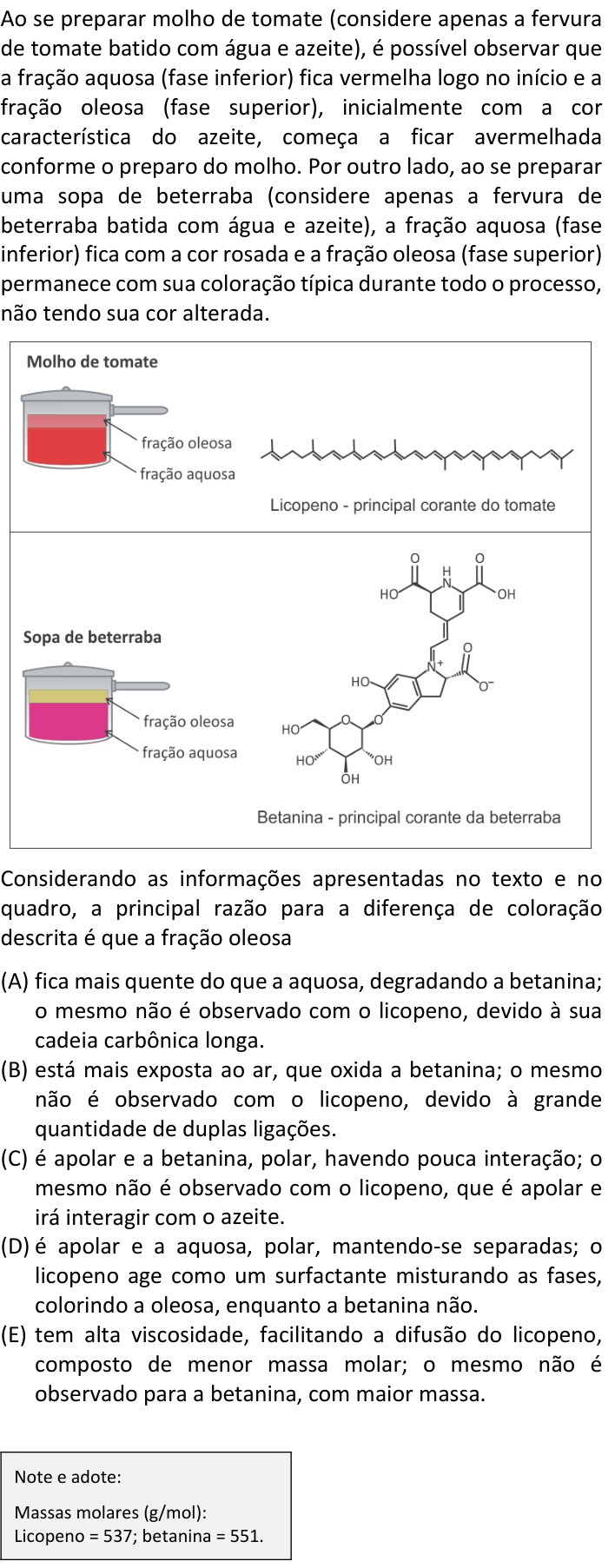 Questão 4 no caderno  da FUVEST 2020