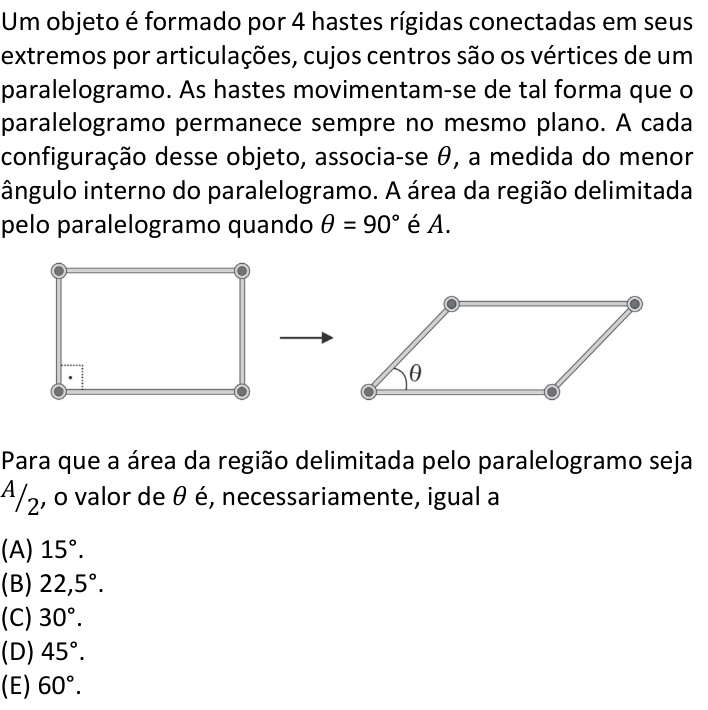 Questão 16 no caderno  da FUVEST 2020