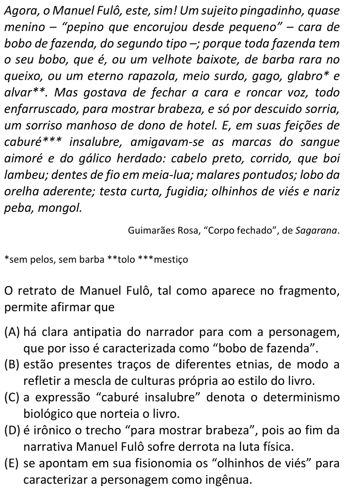 Questão 42 no caderno  da FUVEST 2020