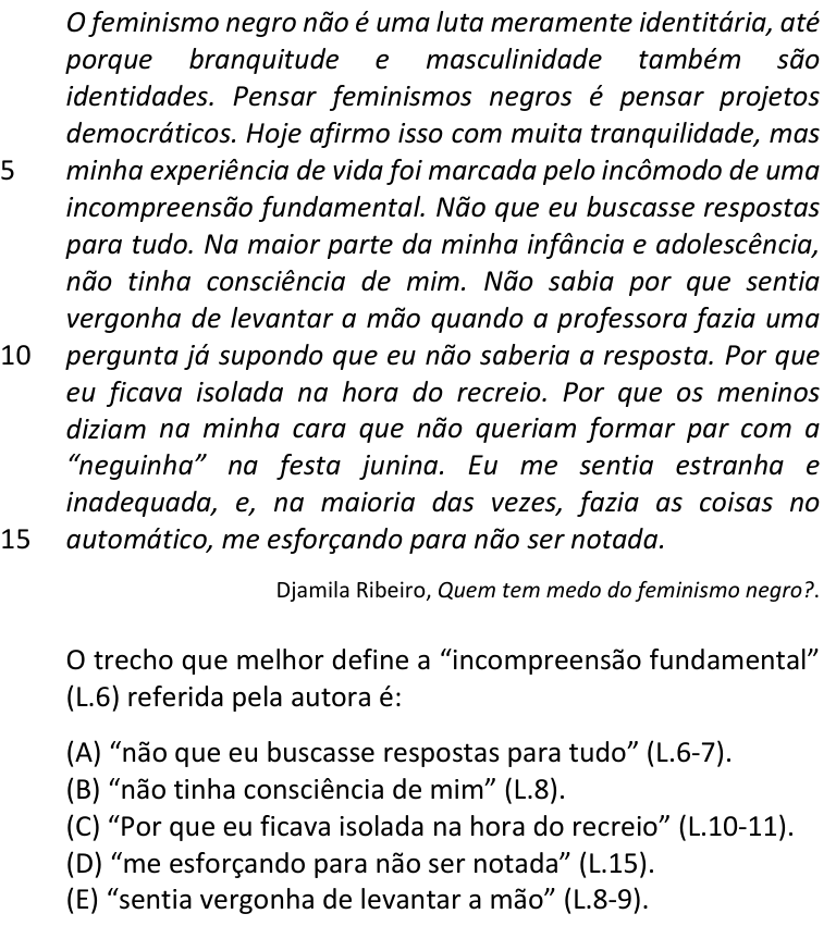 Questão 43 no caderno  da FUVEST 2020