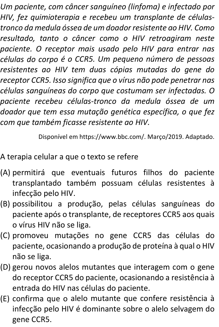 Questão 57 no caderno  da FUVEST 2020