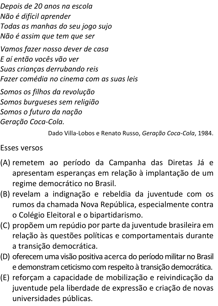 Questão 65 no caderno  da FUVEST 2020