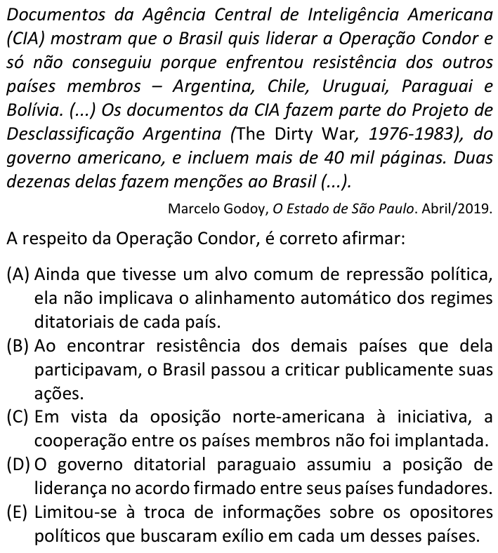 Questão 66 no caderno  da FUVEST 2020