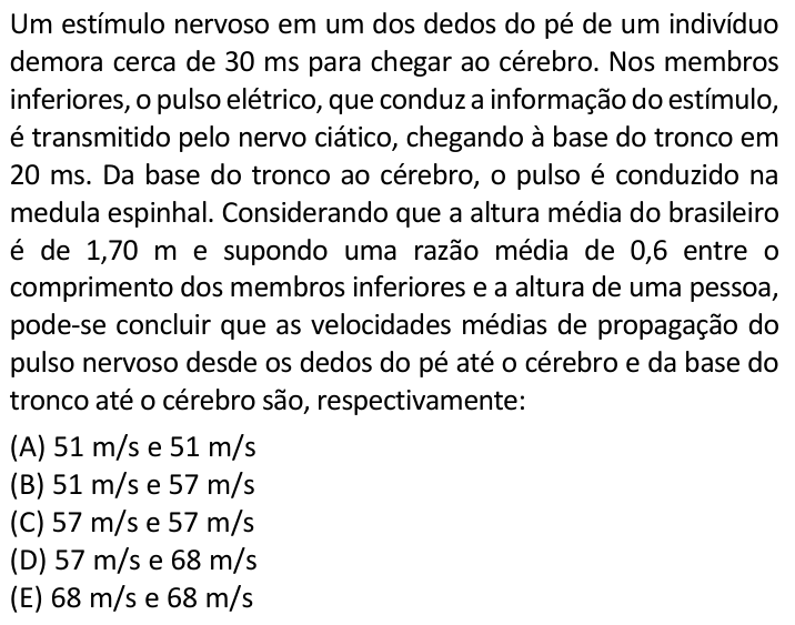 Questão 72 no caderno  da FUVEST 2020