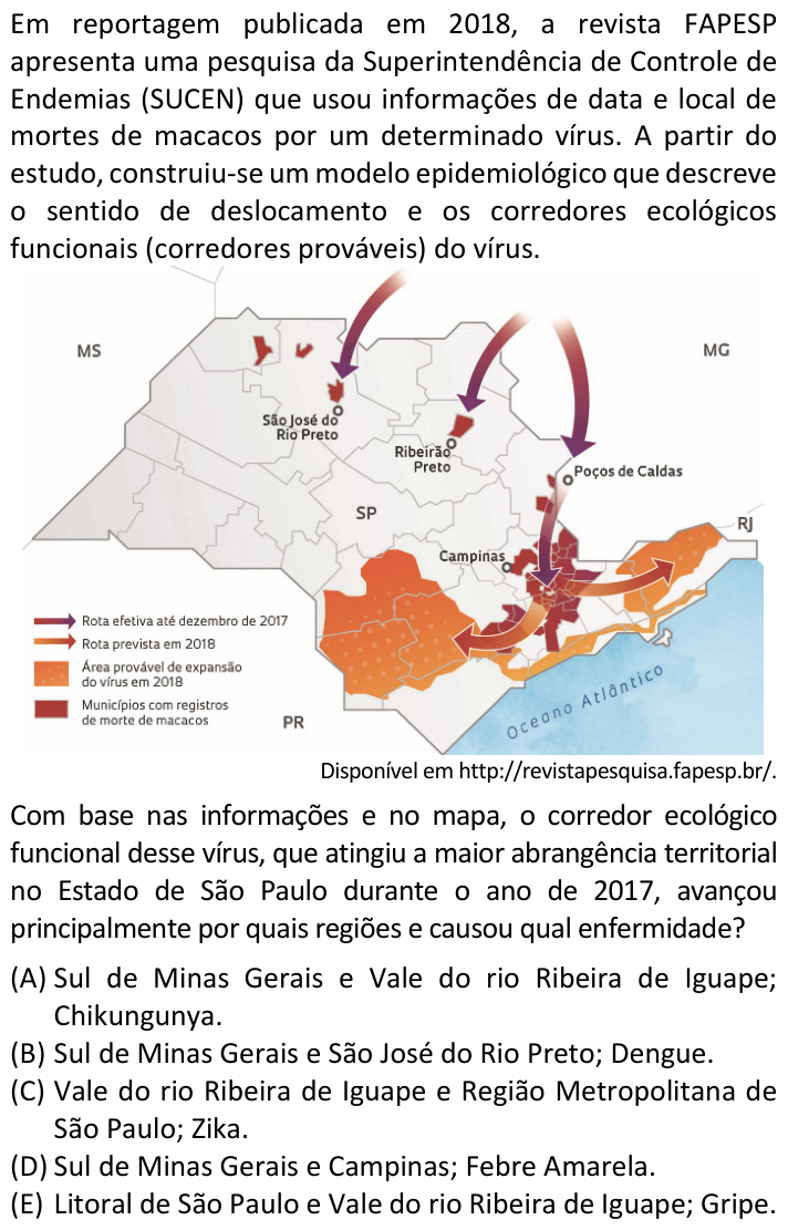 Questão 82 no caderno  da FUVEST 2020