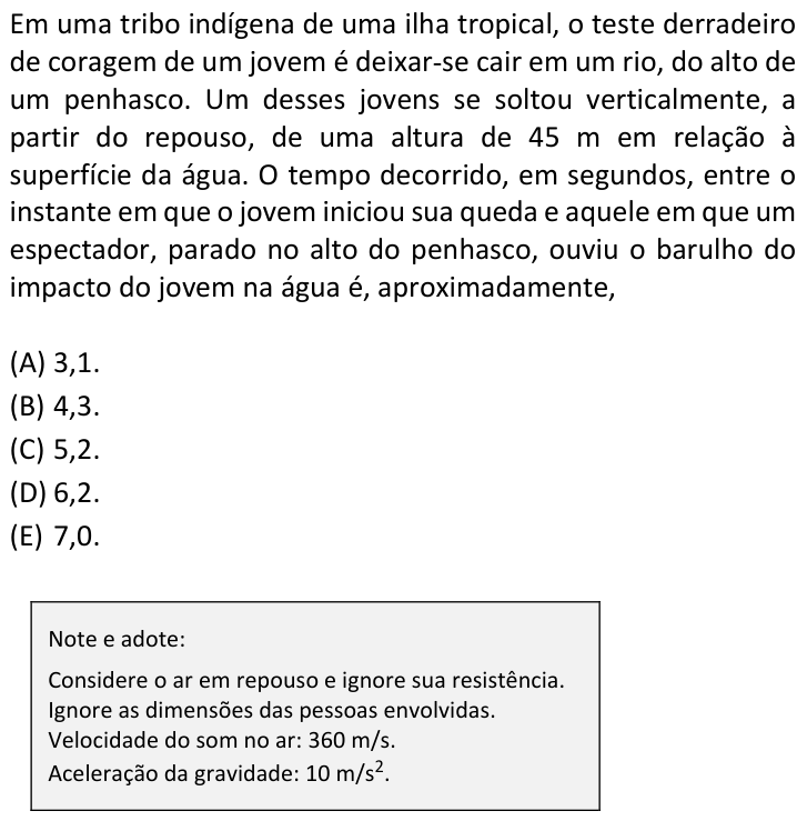 Questão 4 no caderno  da FUVEST 2018