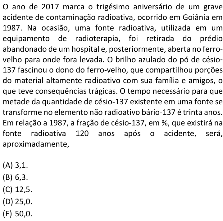 Questão 8 no caderno  da FUVEST 2018