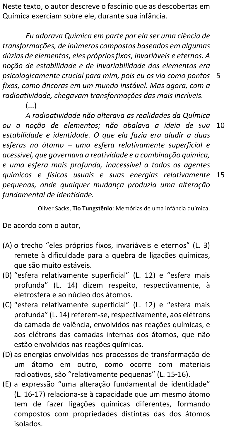 Questão 23 no caderno  da FUVEST 2018