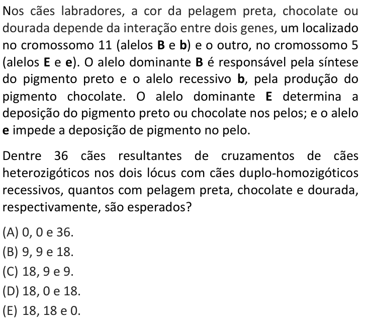 Questão 45 no caderno  da FUVEST 2018