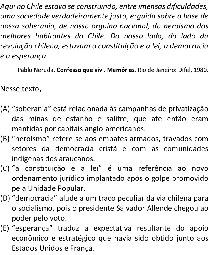 Questão 65 no caderno  da FUVEST 2018