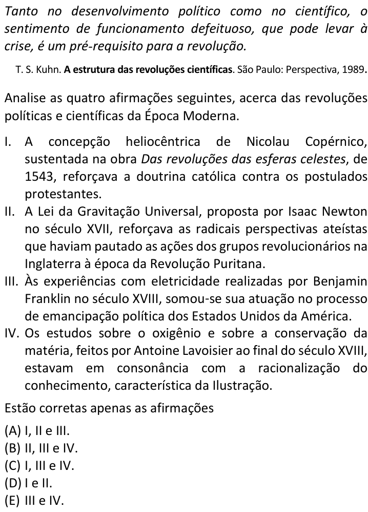 Questão 68 no caderno  da FUVEST 2018