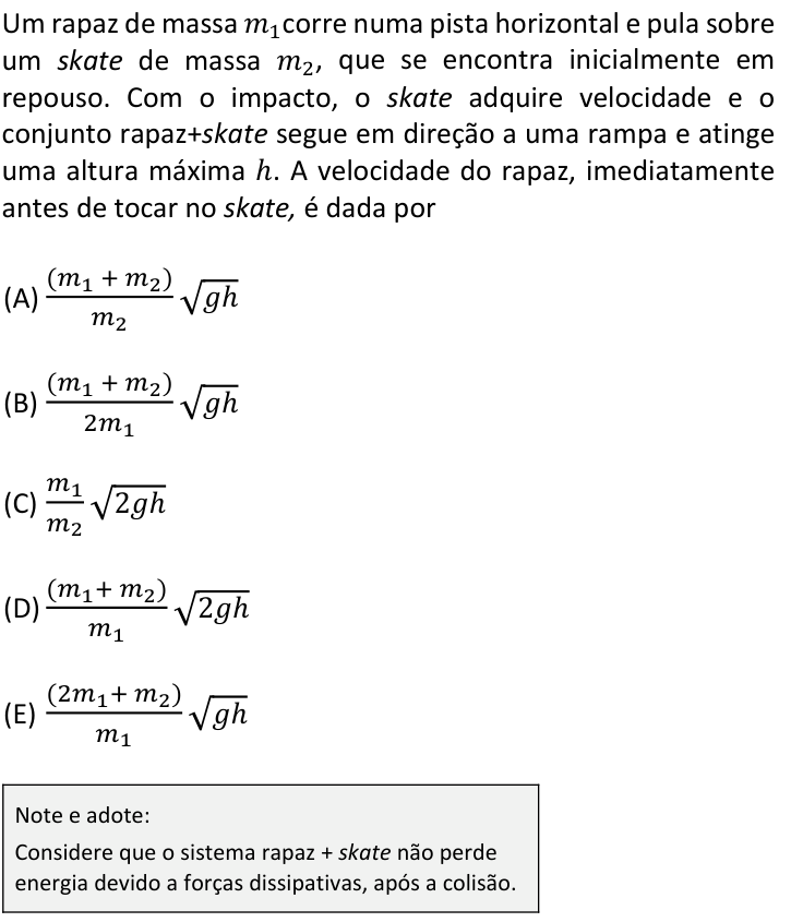 Questão 17 no caderno  da FUVEST 2019