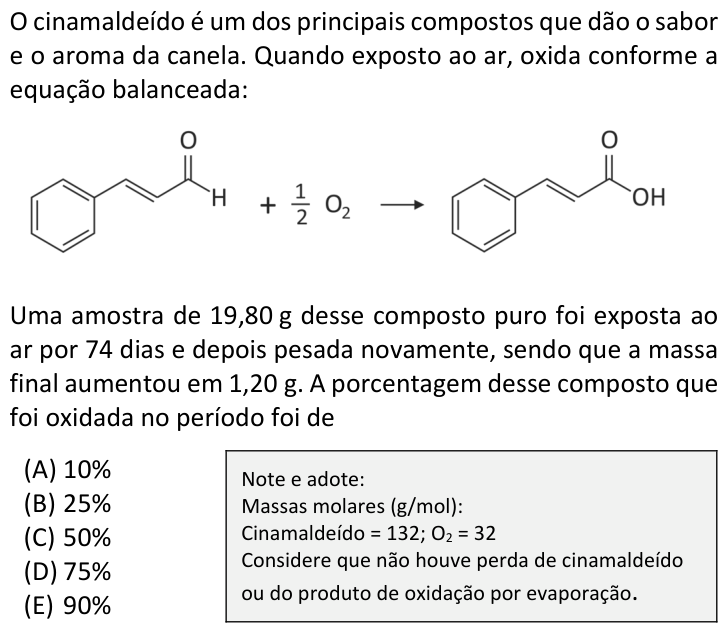 Questão 42 no caderno  da FUVEST 2019