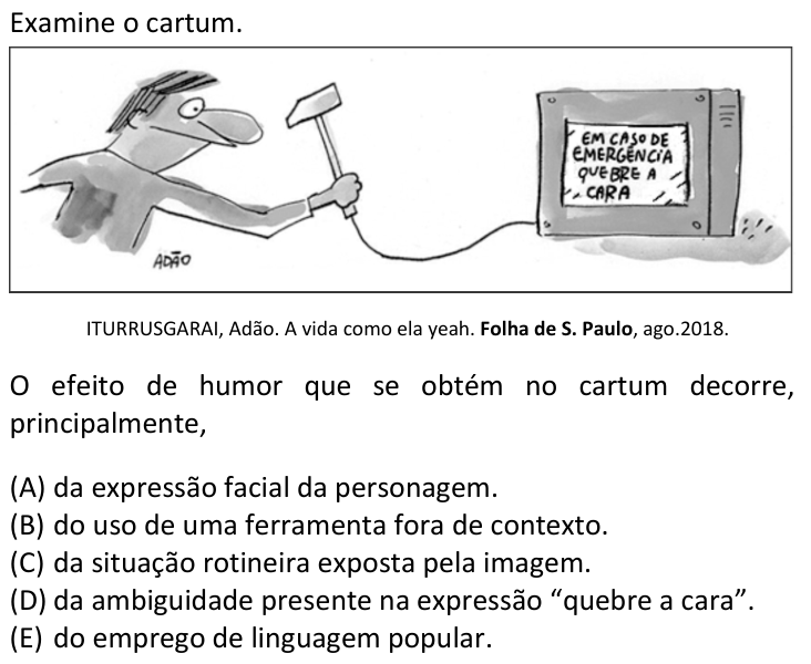 Questão 57 no caderno  da FUVEST 2019