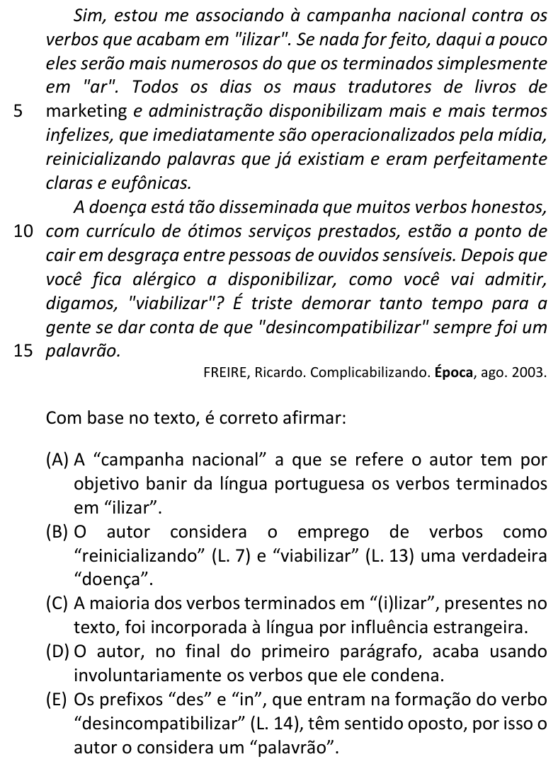 Questão 60 no caderno  da FUVEST 2019