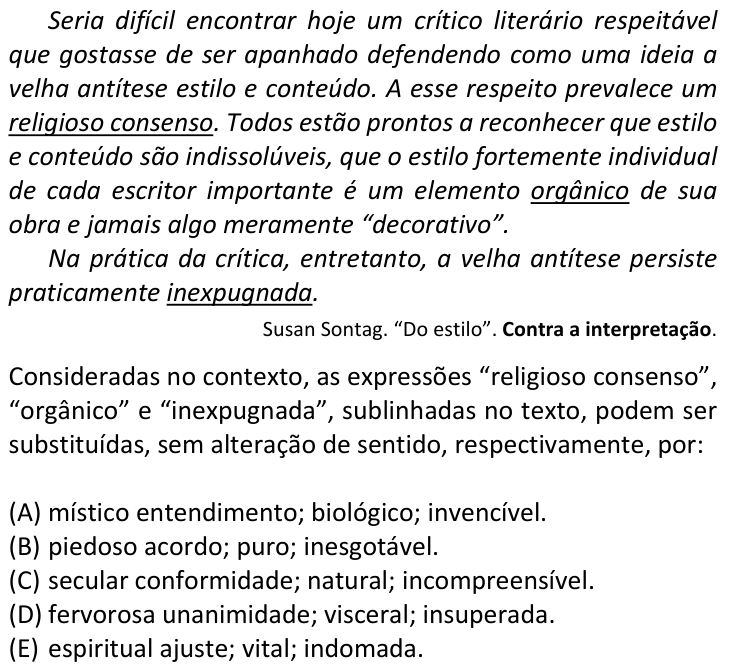 Questão 61 no caderno  da FUVEST 2019