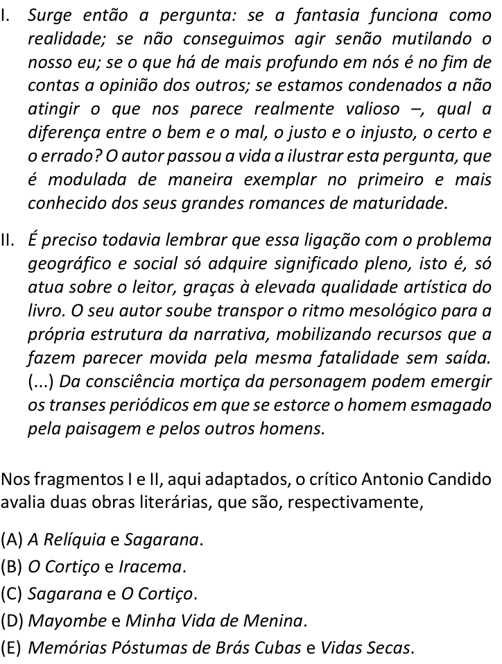Questão 64 no caderno  da FUVEST 2019