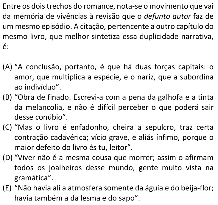 Questão 71 no caderno  da FUVEST 2019