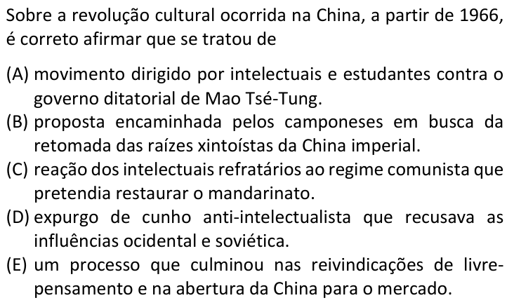 Questão 83 no caderno  da FUVEST 2019