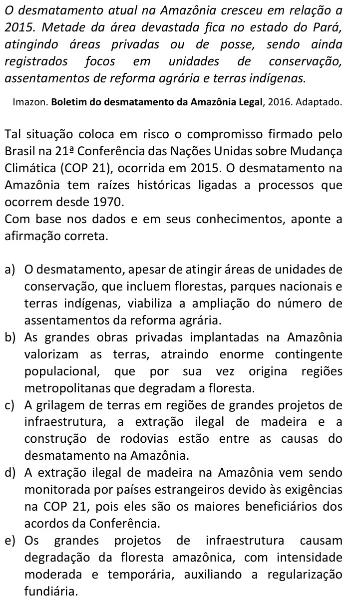 Questão 42 no caderno  da FUVEST 2017