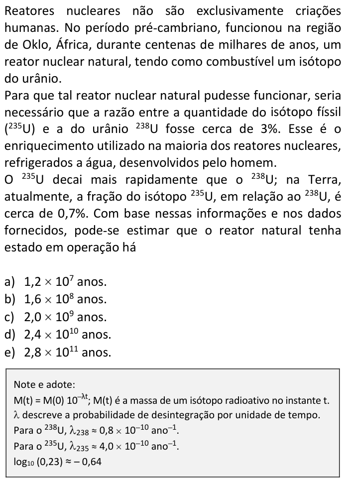 Questão 64 no caderno  da FUVEST 2017