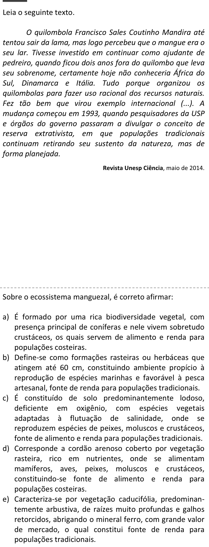 Questão 19 no caderno  da FUVEST 2015