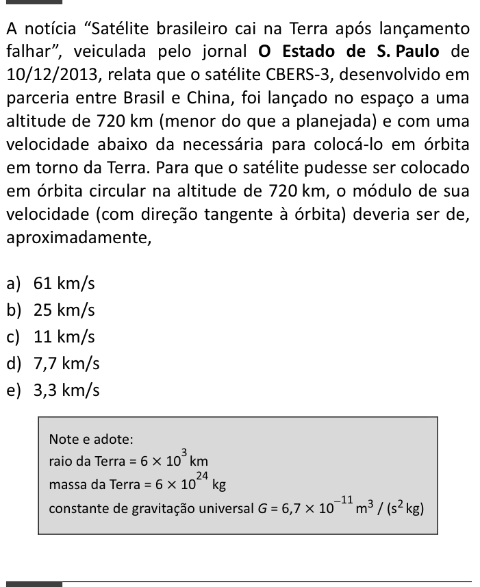 Questão 61 no caderno  da FUVEST 2015