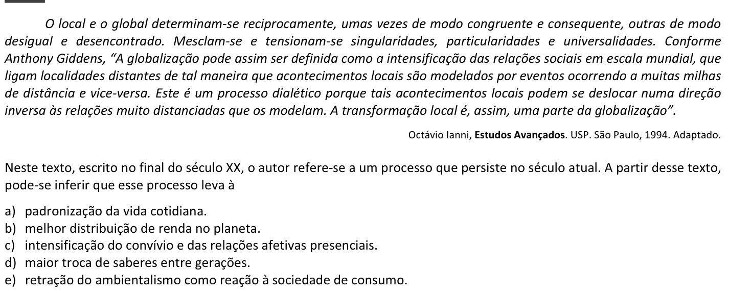 Questão 55 no caderno  da FUVEST 2014