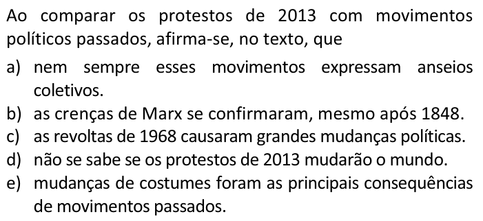 Questão 70 no caderno  da FUVEST 2014