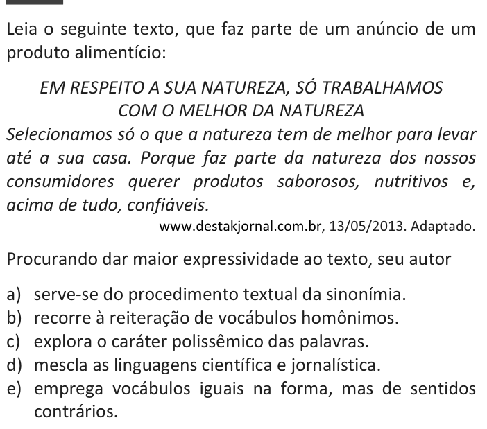 Questão 76 no caderno  da FUVEST 2014
