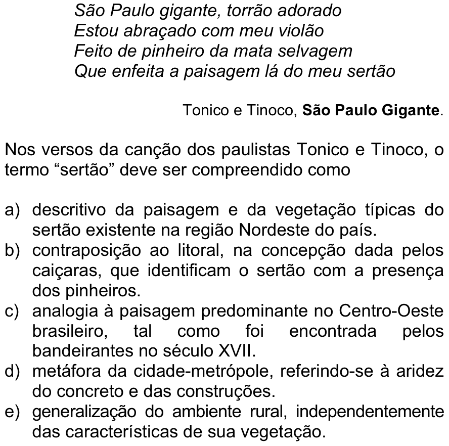 Questão 45 no caderno  da FUVEST 2013