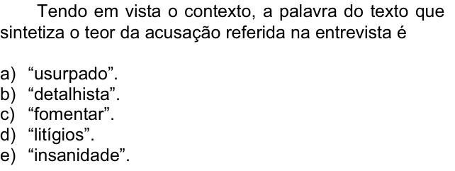 Questão 37 no caderno  da FUVEST 2012