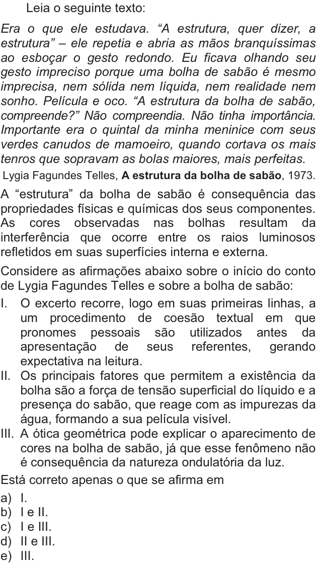 Questão 6 no caderno  da FUVEST 2011