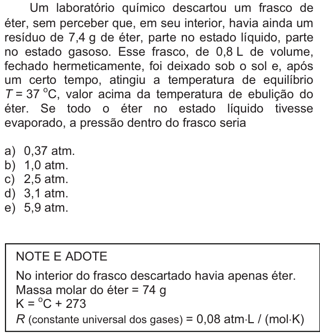 Questão 18 no caderno  da FUVEST 2011