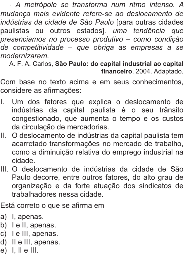 Questão 64 no caderno  da FUVEST 2011